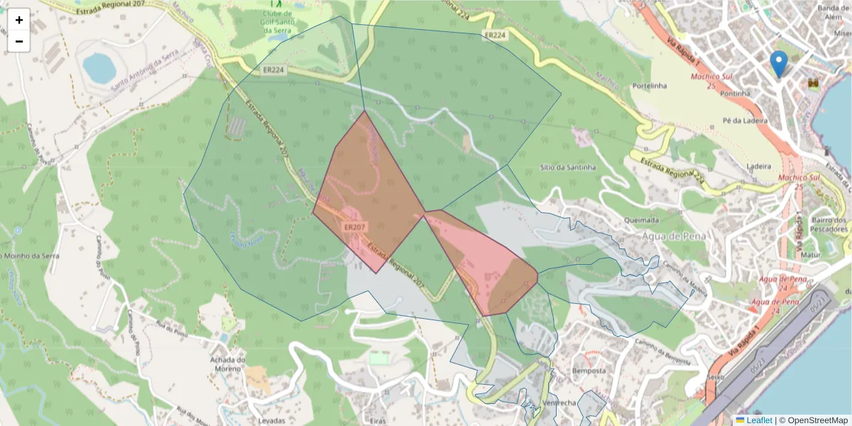 Mapa detalhado do código postal 9200-231 com limites, códigos postais vizinhos e agências dos correios
