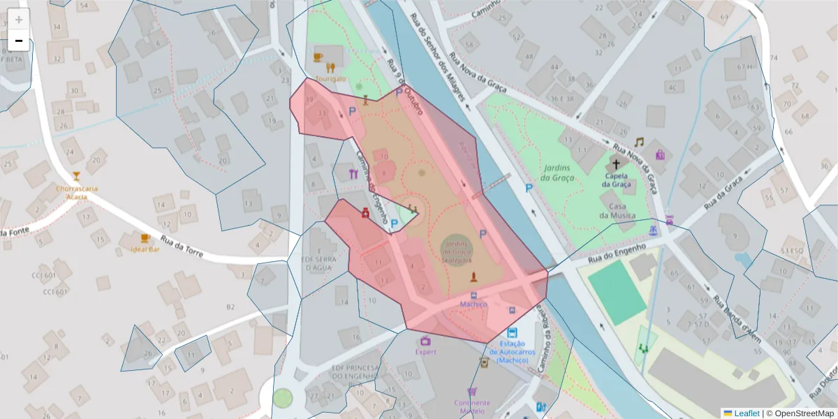 Mapa detalhado do código postal 9200-403 com limites, códigos postais vizinhos e agências dos correios