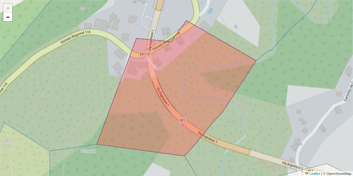 Mapa detalhado do código postal 9225-051 com limites, códigos postais vizinhos e agências dos correios