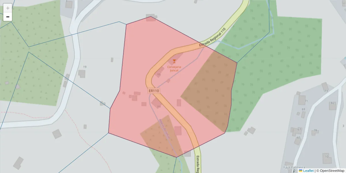 Mapa detalhado do código postal 9225-150 com limites, códigos postais vizinhos e agências dos correios