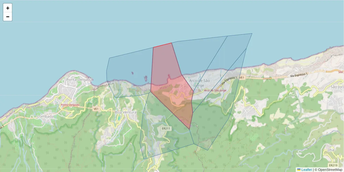 Mapa detalhado do código postal 9230-017 com limites, códigos postais vizinhos e agências dos correios