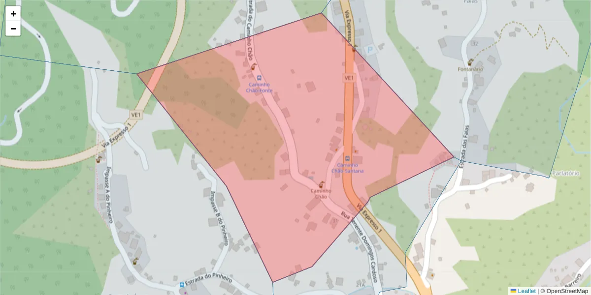 Mapa detalhado do código postal 9230-086 com limites, códigos postais vizinhos e agências dos correios