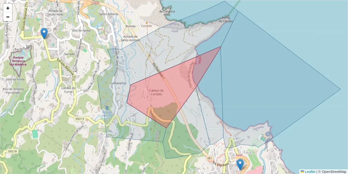 Mapa detalhado do código postal 9230-088 com limites, códigos postais vizinhos e agências dos correios