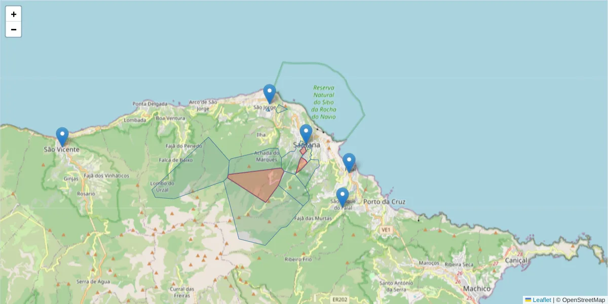 Mapa detalhado do código postal 9230-112 com limites, códigos postais vizinhos e agências dos correios