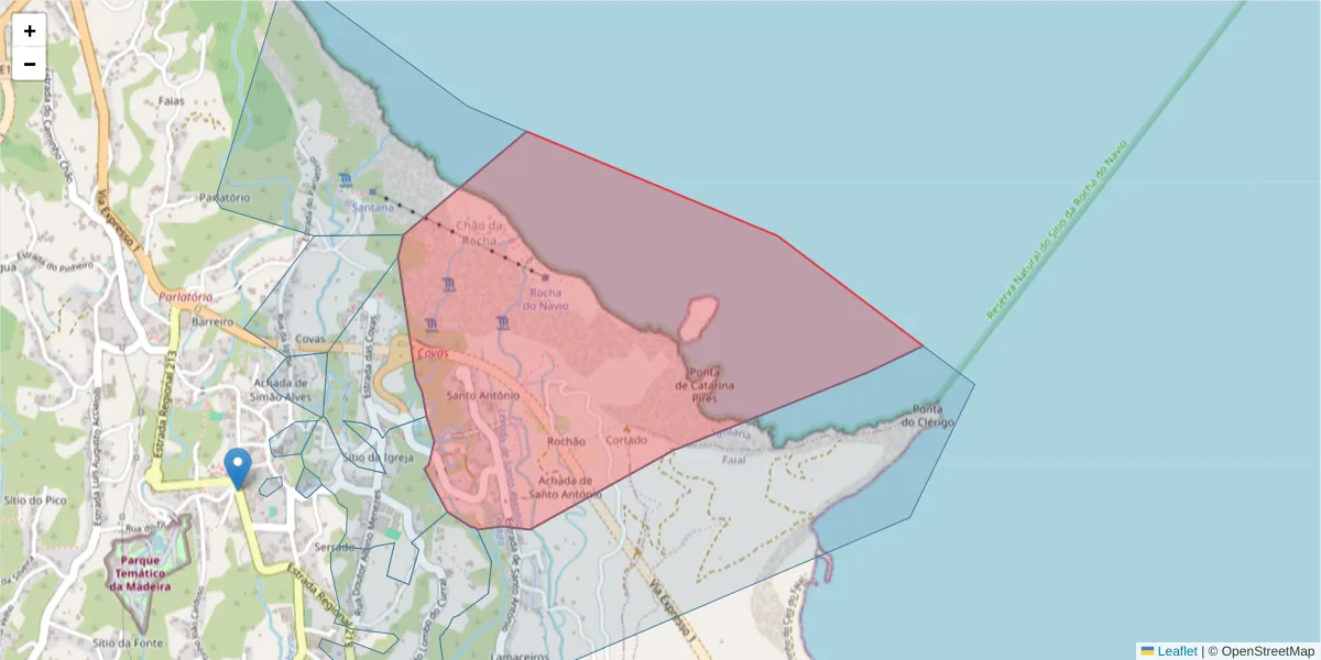 Mapa detalhado do código postal 9230-114 com limites, códigos postais vizinhos e agências dos correios