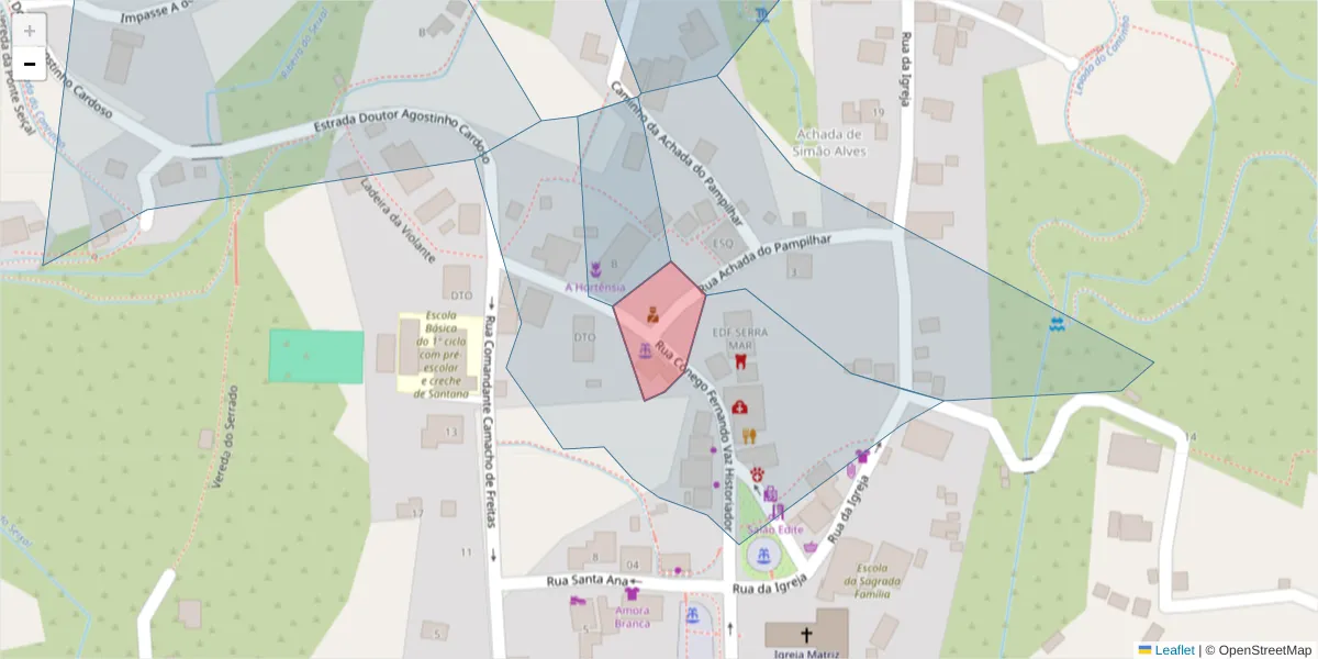 Mapa detalhado do código postal 9230-119 com limites, códigos postais vizinhos e agências dos correios