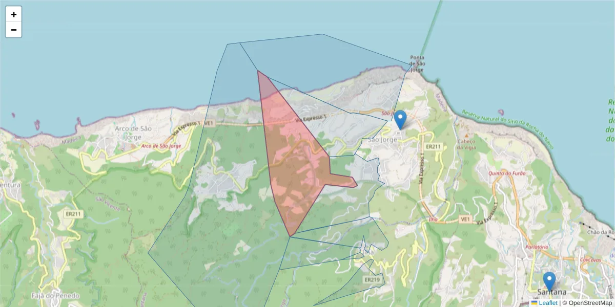 Mapa detalhado do código postal 9230-142 com limites, códigos postais vizinhos e agências dos correios