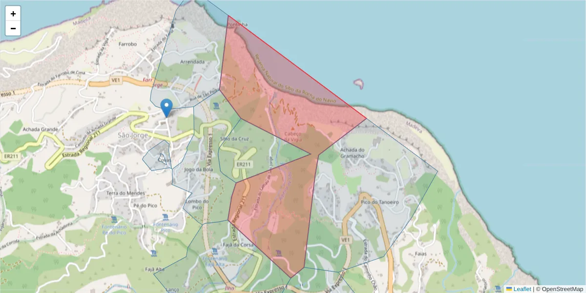 Mapa detalhado do código postal 9230-145 com limites, códigos postais vizinhos e agências dos correios