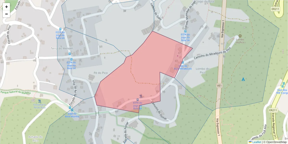 Mapa detalhado do código postal 9230-152 com limites, códigos postais vizinhos e agências dos correios