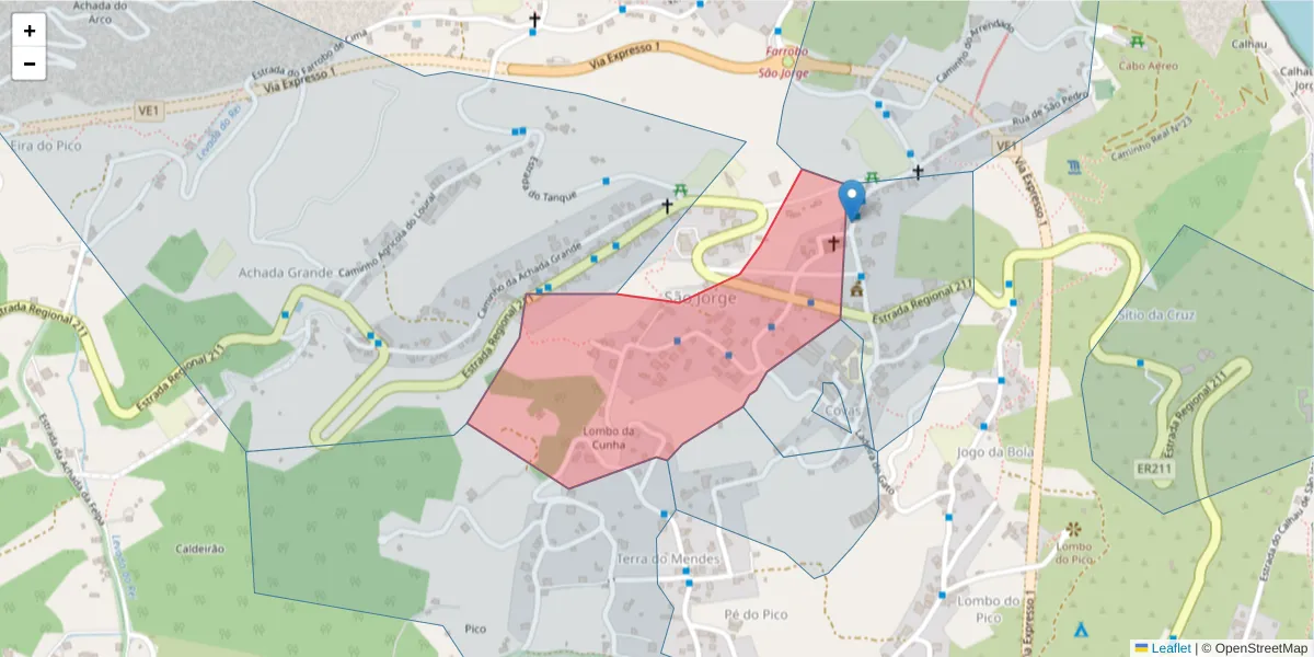 Mapa detalhado do código postal 9230-153 com limites, códigos postais vizinhos e agências dos correios