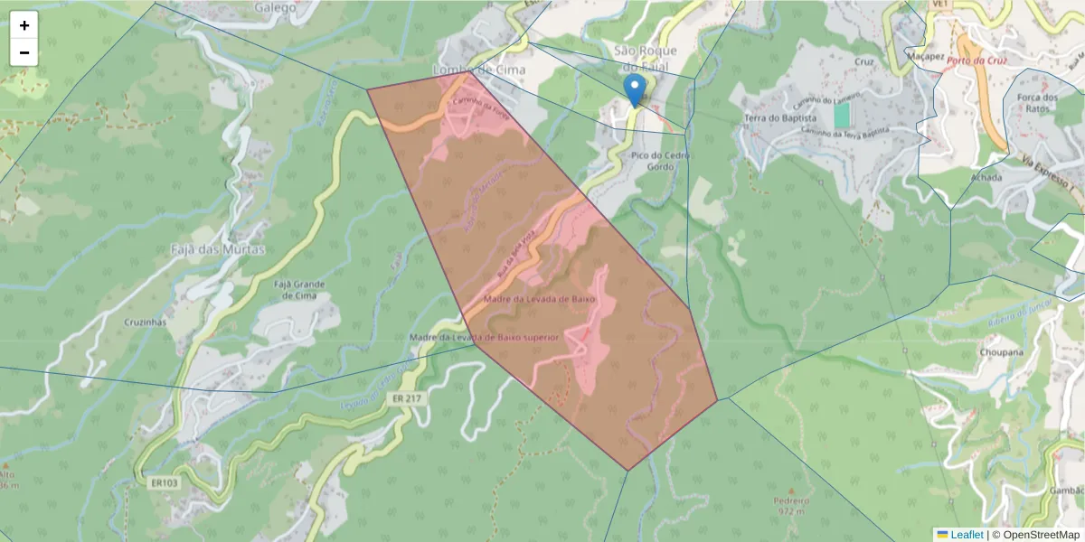 Mapa detalhado do código postal 9230-200 com limites, códigos postais vizinhos e agências dos correios