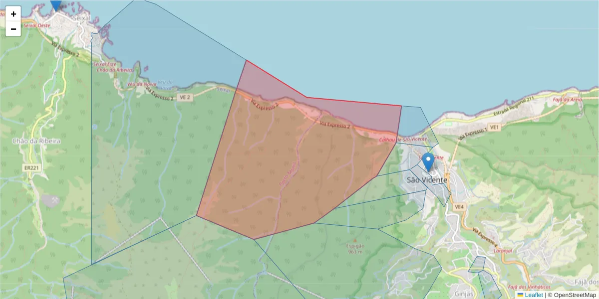 Mapa detalhado do código postal 9240-024 com limites, códigos postais vizinhos e agências dos correios