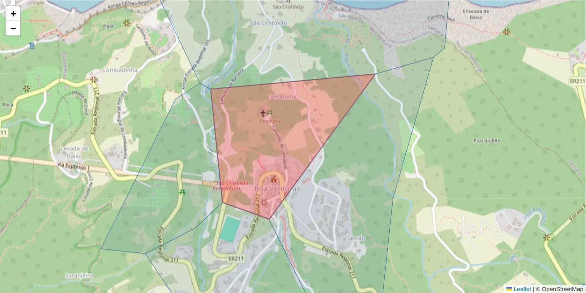 Mapa detalhado do código postal 9240-028 com limites, códigos postais vizinhos e agências dos correios
