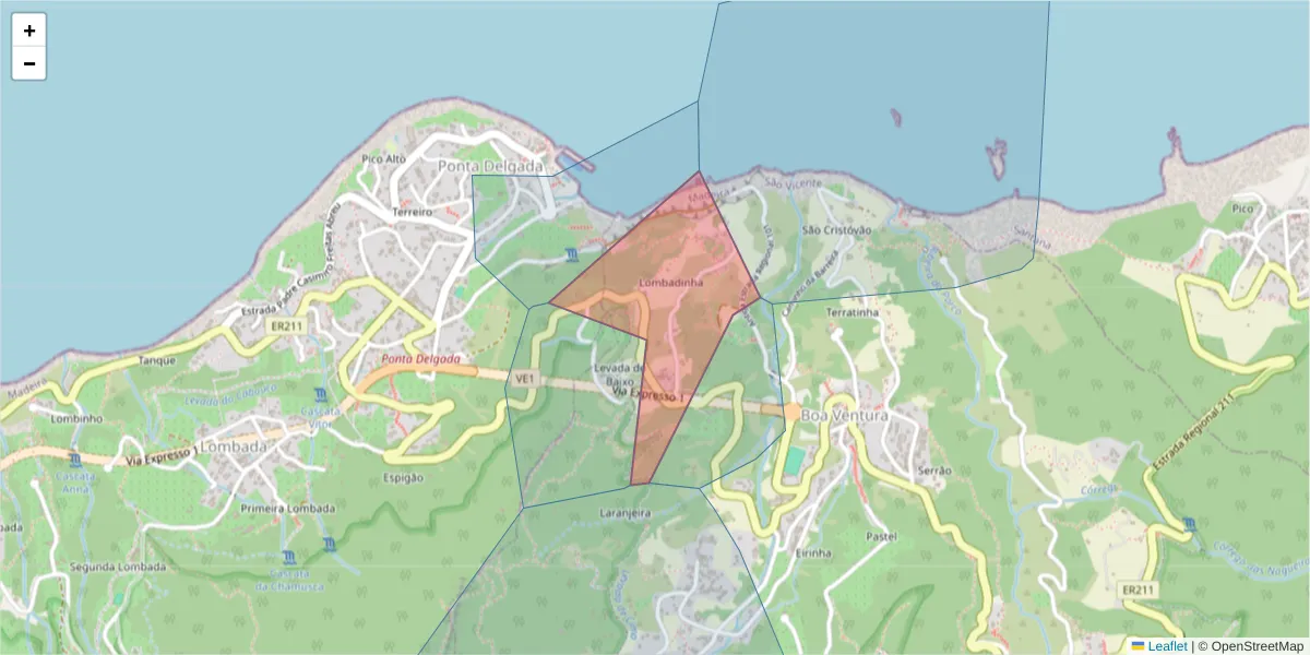Mapa detalhado do código postal 9240-032 com limites, códigos postais vizinhos e agências dos correios