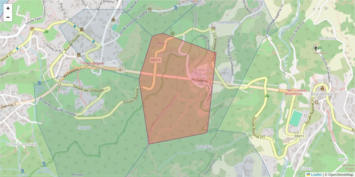 Mapa detalhado do código postal 9240-033 com limites, códigos postais vizinhos e agências dos correios