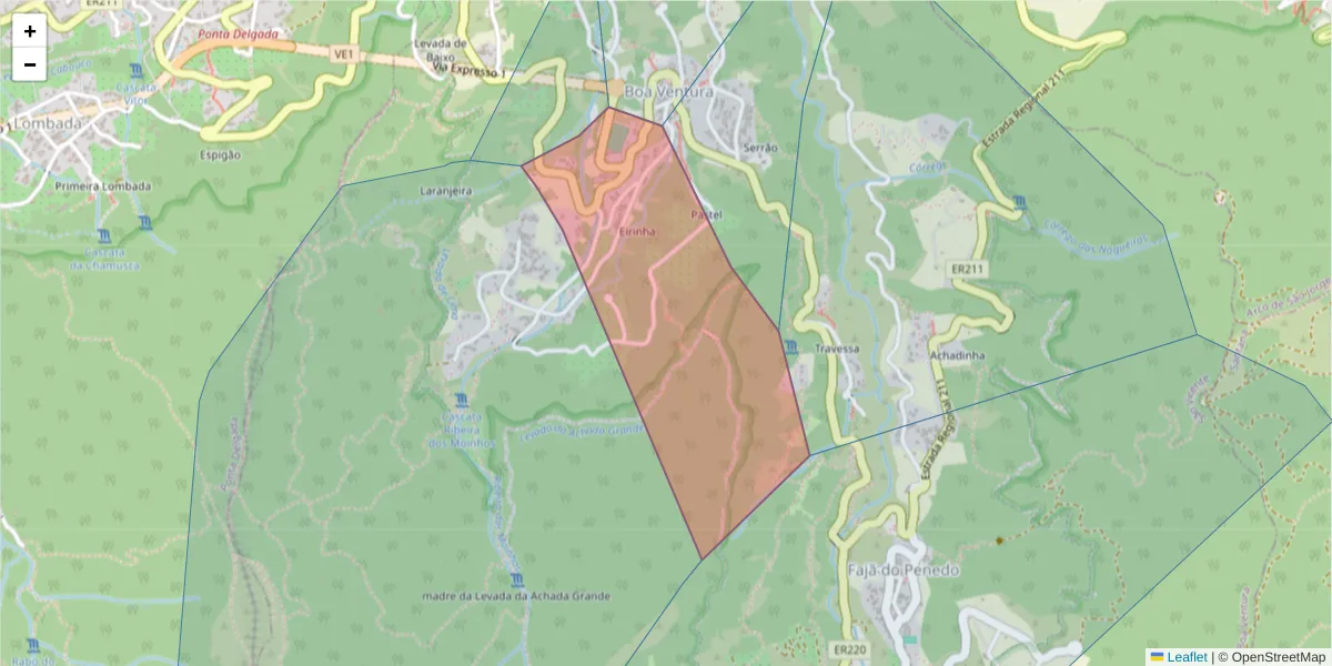 Mapa detalhado do código postal 9240-041 com limites, códigos postais vizinhos e agências dos correios