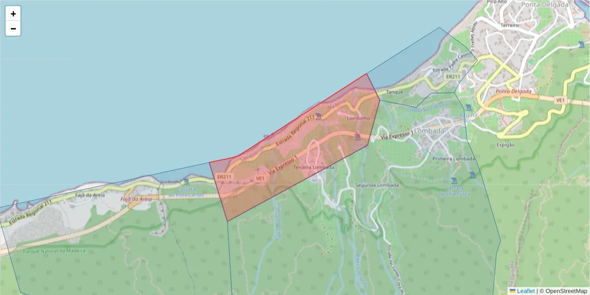 Mapa detalhado do código postal 9240-108 com limites, códigos postais vizinhos e agências dos correios