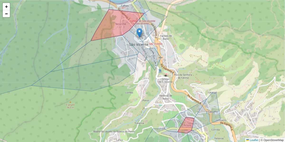 Mapa detalhado do código postal 9240-223 com limites, códigos postais vizinhos e agências dos correios