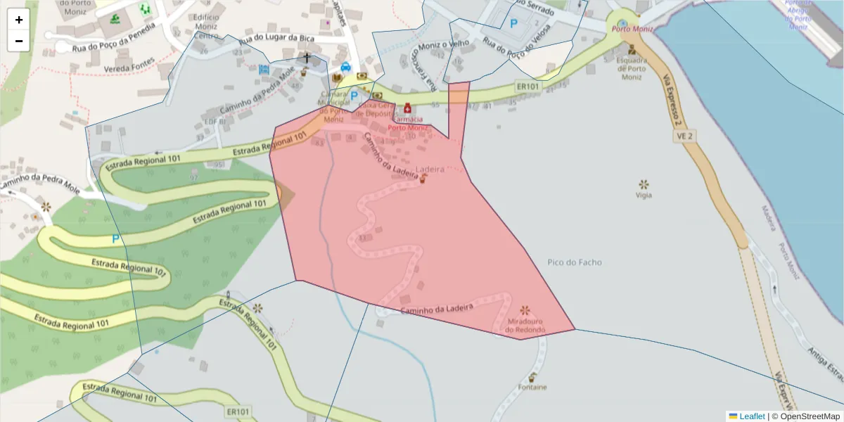 Mapa detalhado do código postal 9270-034 com limites, códigos postais vizinhos e agências dos correios