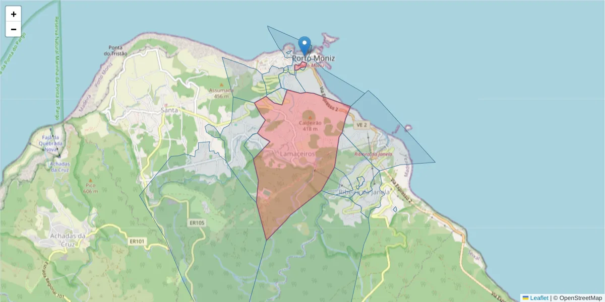 Mapa detalhado do código postal 9270-035 com limites, códigos postais vizinhos e agências dos correios