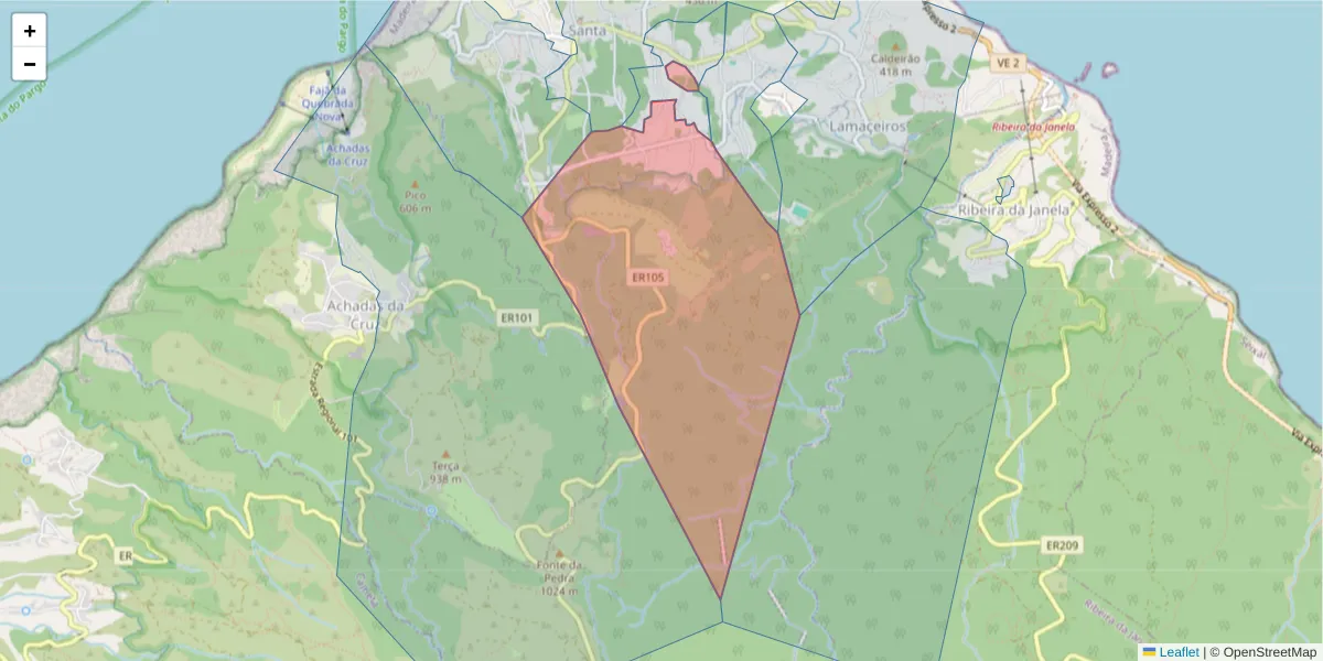 Mapa detalhado do código postal 9270-041 com limites, códigos postais vizinhos e agências dos correios