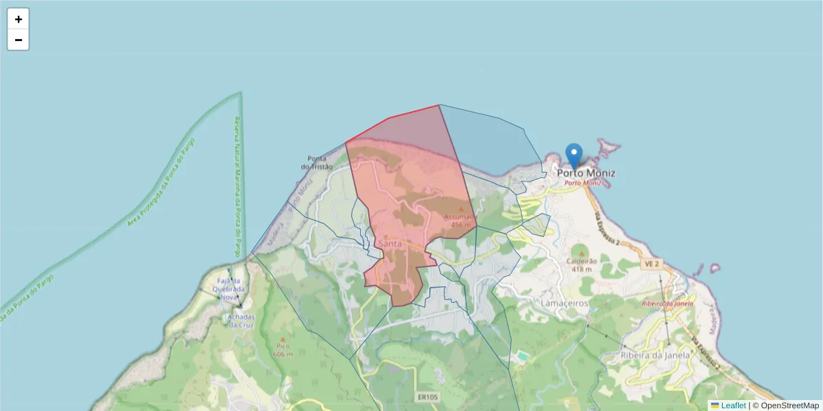 Mapa detalhado do código postal 9270-093 com limites, códigos postais vizinhos e agências dos correios