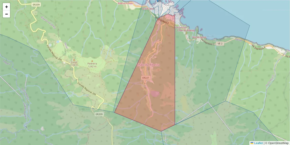 Mapa detalhado do código postal 9270-127 com limites, códigos postais vizinhos e agências dos correios