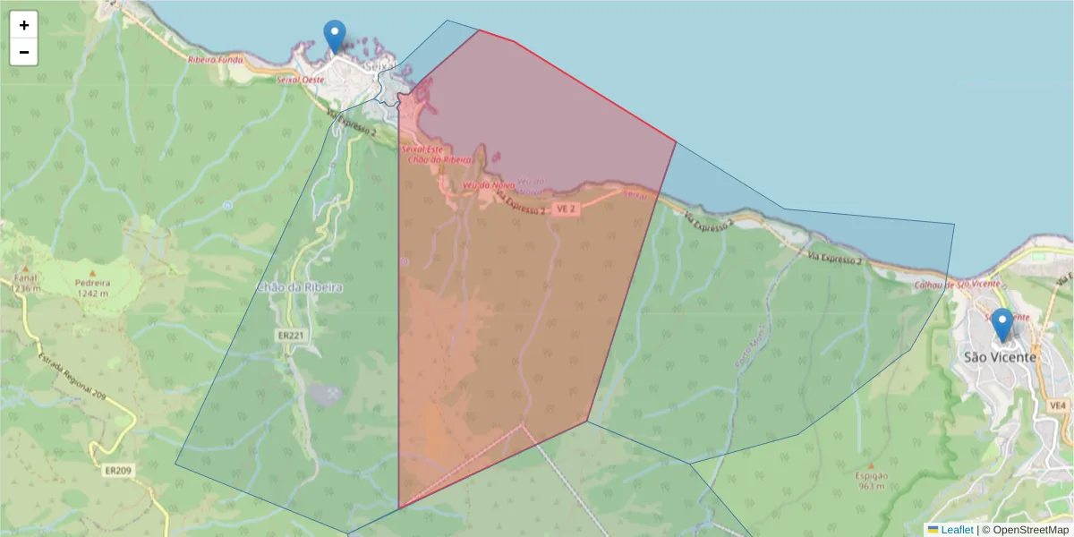 Mapa detalhado do código postal 9270-130 com limites, códigos postais vizinhos e agências dos correios