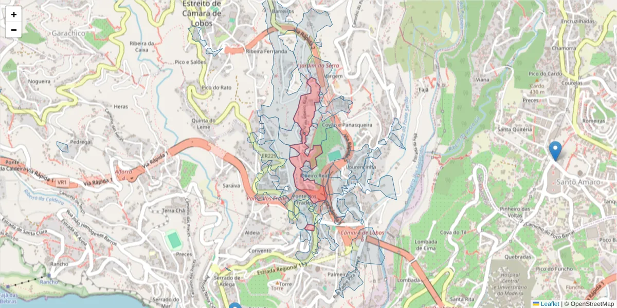 Mapa detalhado do código postal 9300-006 com limites, códigos postais vizinhos e agências dos correios