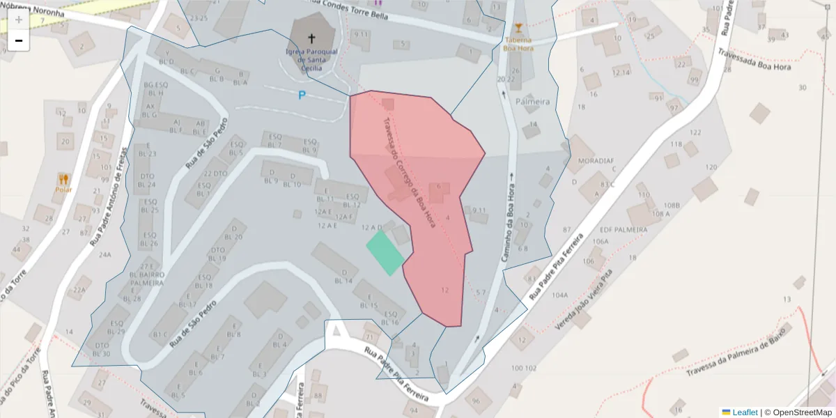 Mapa detalhado do código postal 9300-014 com limites, códigos postais vizinhos e agências dos correios