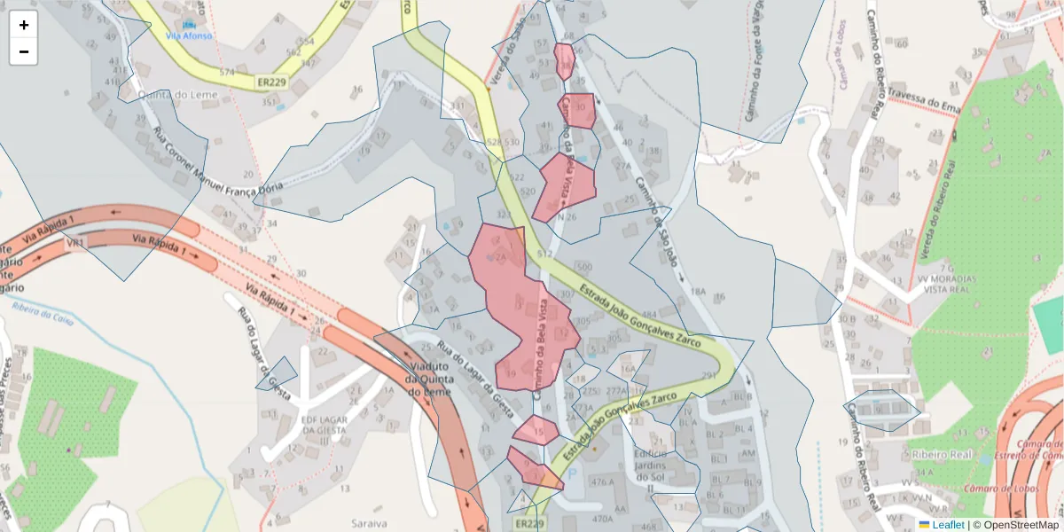 Mapa detalhado do código postal 9300-027 com limites, códigos postais vizinhos e agências dos correios