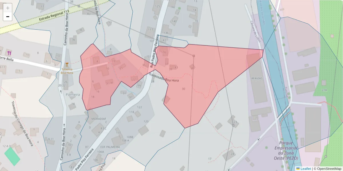 Mapa detalhado do código postal 9300-030 com limites, códigos postais vizinhos e agências dos correios