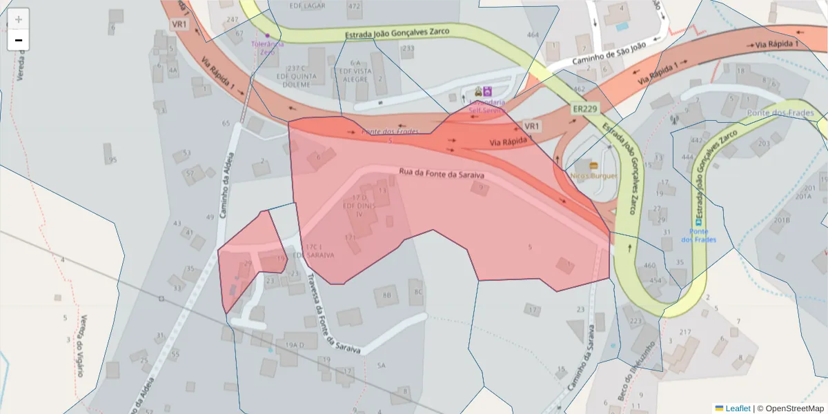 Mapa detalhado do código postal 9300-064 com limites, códigos postais vizinhos e agências dos correios
