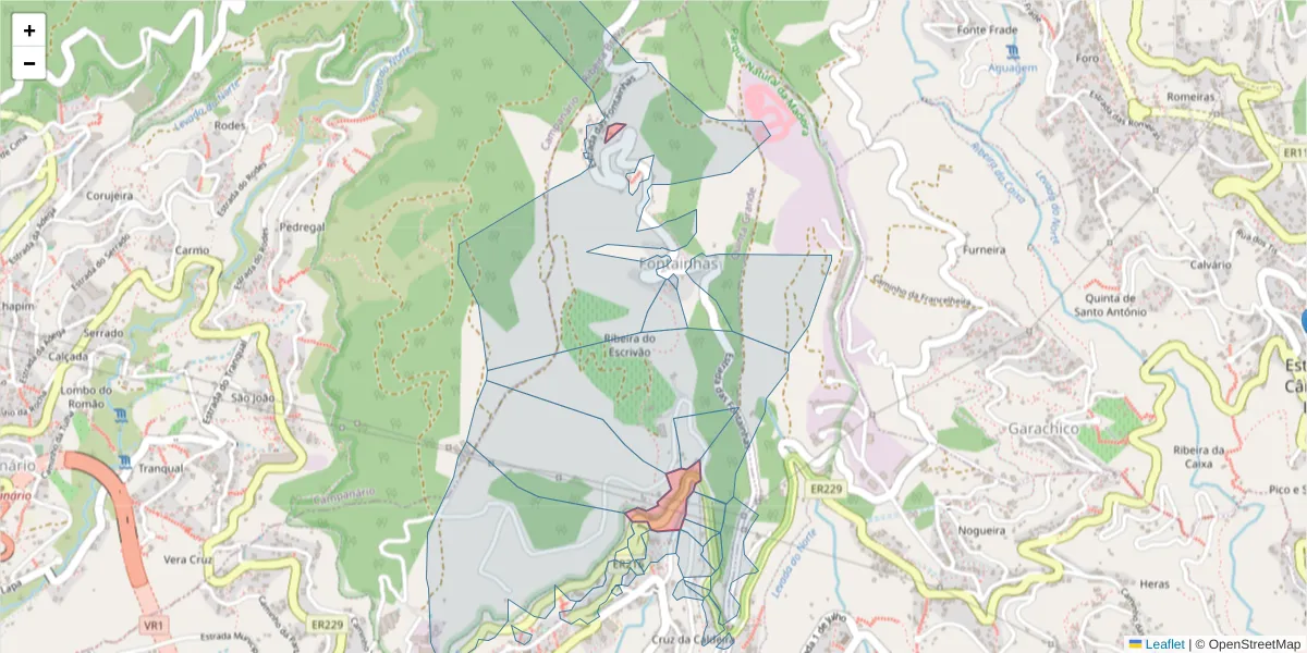 Mapa detalhado do código postal 9300-077 com limites, códigos postais vizinhos e agências dos correios