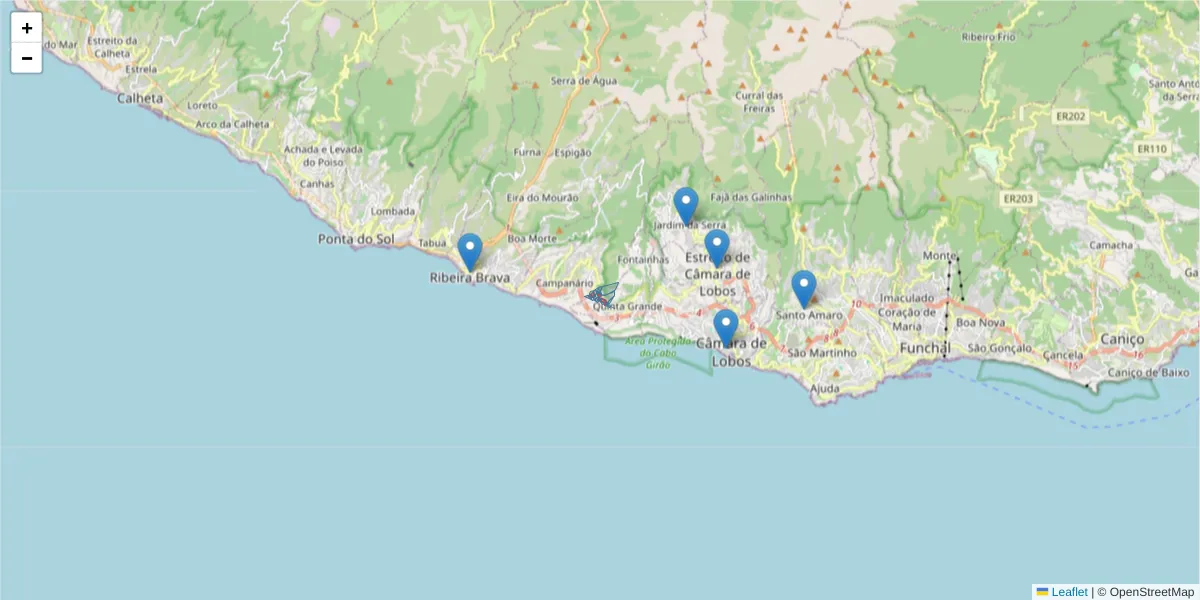 Mapa detalhado do código postal 9300-083 com limites, códigos postais vizinhos e agências dos correios