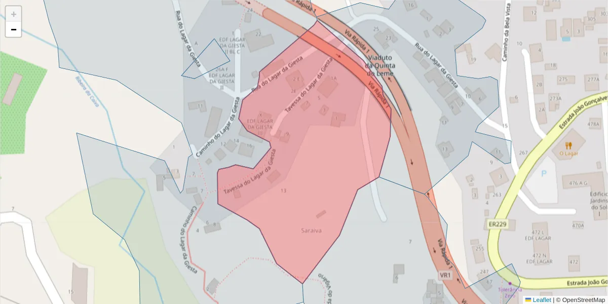 Mapa detalhado do código postal 9300-088 com limites, códigos postais vizinhos e agências dos correios