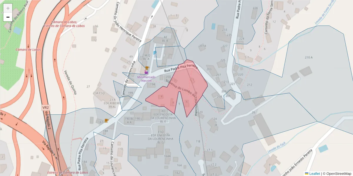 Mapa detalhado do código postal 9300-112 com limites, códigos postais vizinhos e agências dos correios