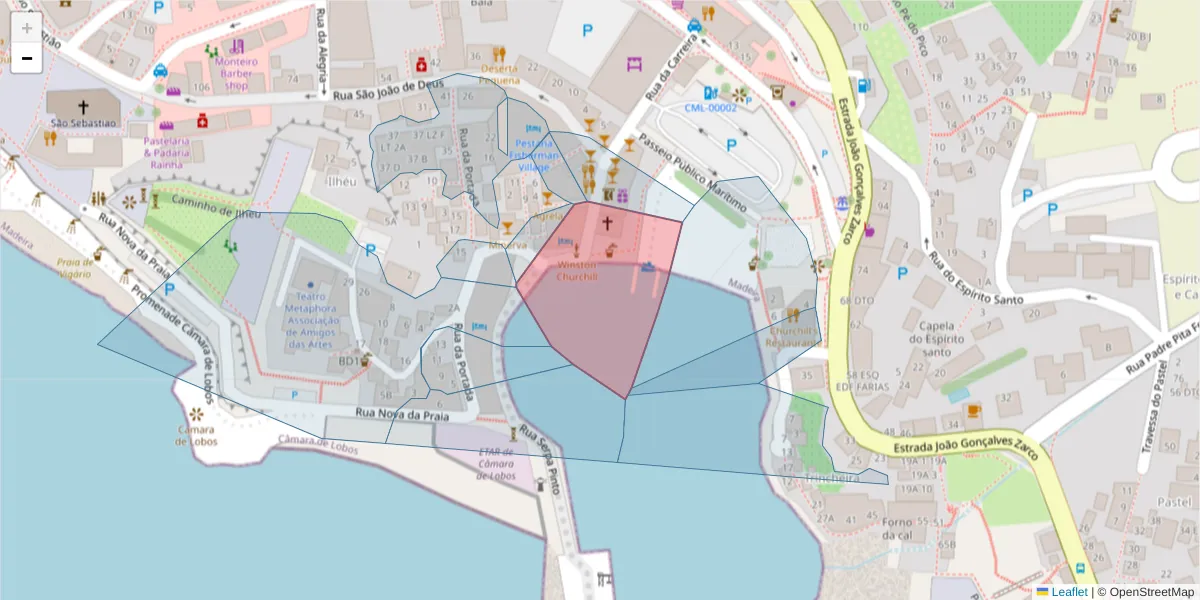 Mapa detalhado do código postal 9300-113 com limites, códigos postais vizinhos e agências dos correios