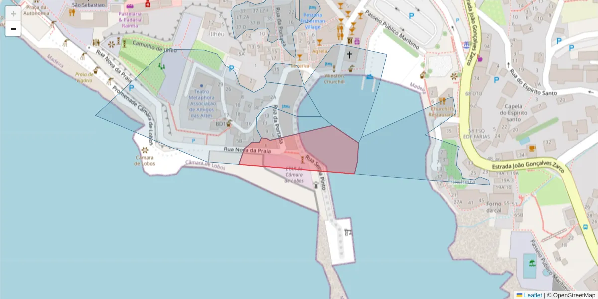 Mapa detalhado do código postal 9300-114 com limites, códigos postais vizinhos e agências dos correios