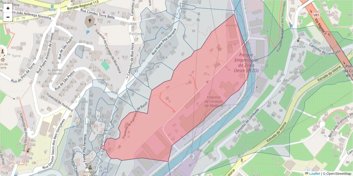 Mapa detalhado do código postal 9300-118 com limites, códigos postais vizinhos e agências dos correios