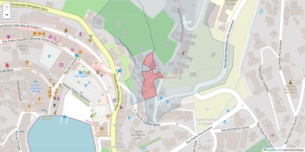 Mapa detalhado do código postal 9300-127 com limites, códigos postais vizinhos e agências dos correios