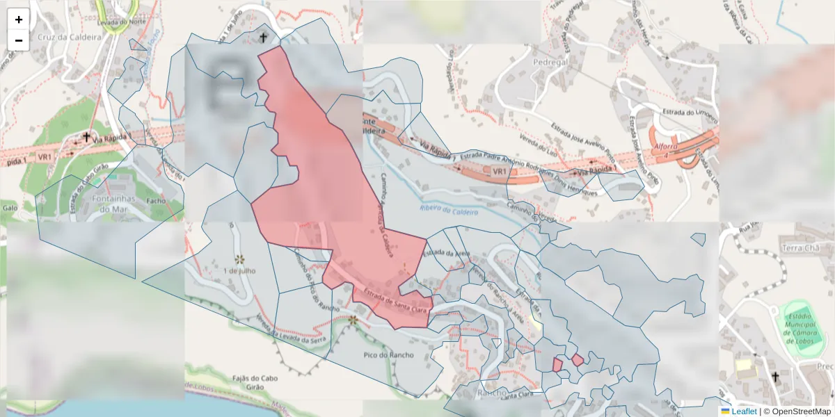 Mapa detalhado do código postal 9300-145 com limites, códigos postais vizinhos e agências dos correios