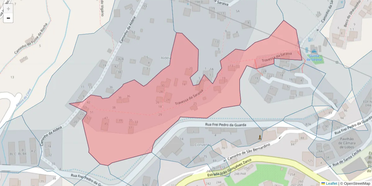 Mapa detalhado do código postal 9300-154 com limites, códigos postais vizinhos e agências dos correios