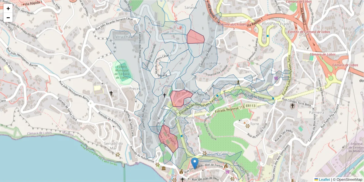 Mapa detalhado do código postal 9300-162 com limites, códigos postais vizinhos e agências dos correios