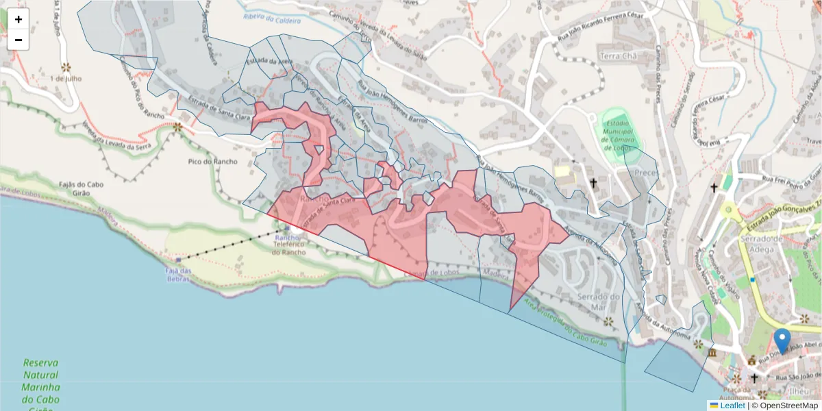 Mapa detalhado do código postal 9300-163 com limites, códigos postais vizinhos e agências dos correios