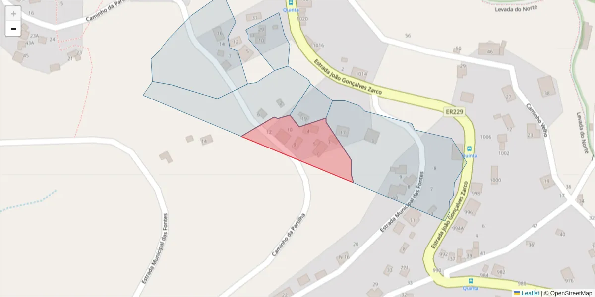 Mapa detalhado do código postal 9300-214 com limites, códigos postais vizinhos e agências dos correios