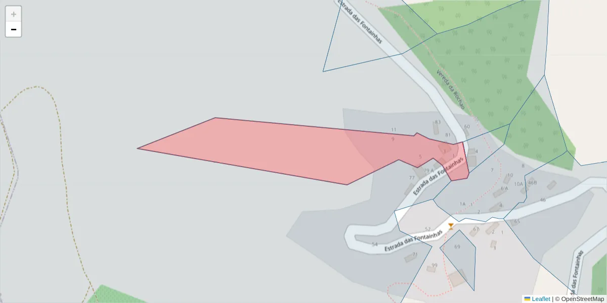 Mapa detalhado do código postal 9300-215 com limites, códigos postais vizinhos e agências dos correios