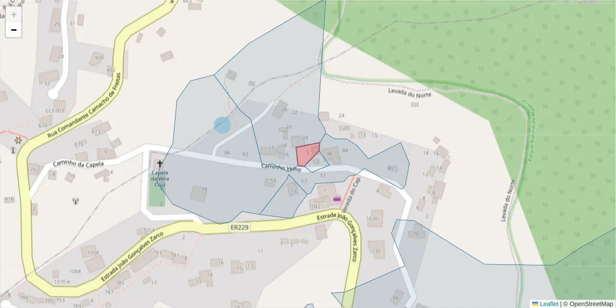 Mapa detalhado do código postal 9300-218 com limites, códigos postais vizinhos e agências dos correios
