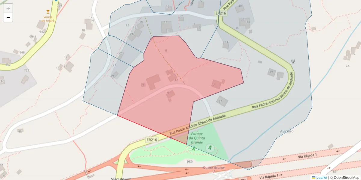 Mapa detalhado do código postal 9300-221 com limites, códigos postais vizinhos e agências dos correios