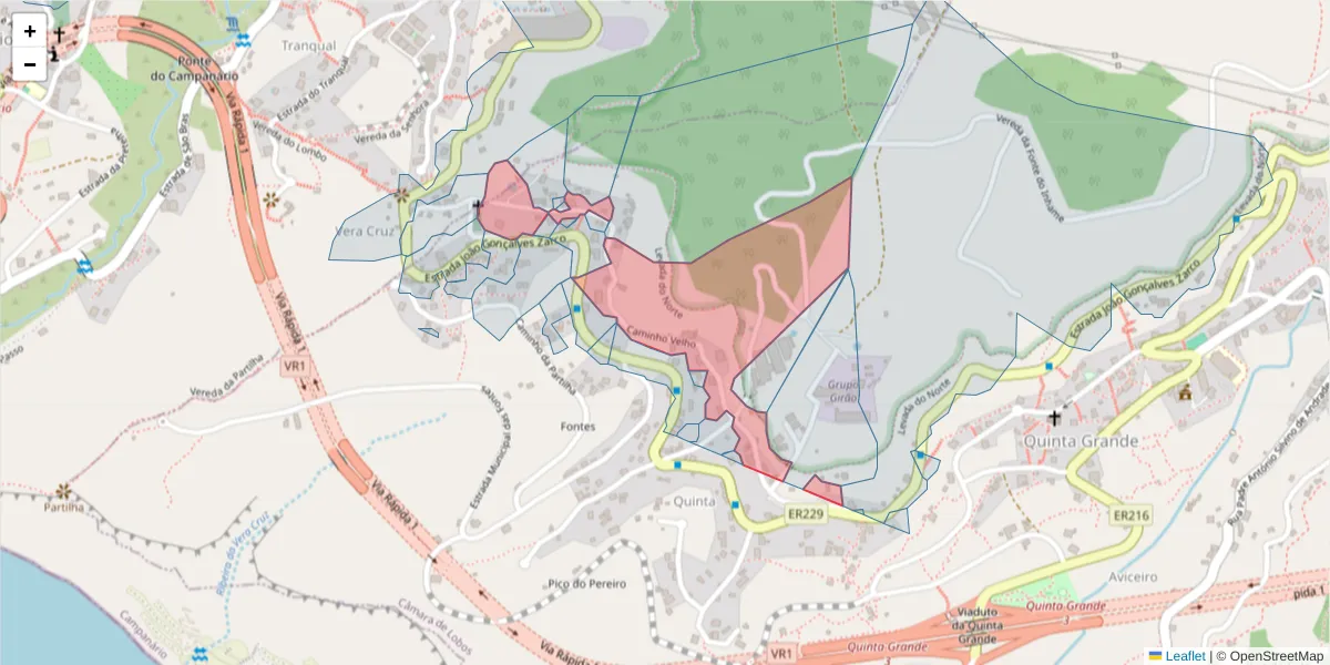 Mapa detalhado do código postal 9300-224 com limites, códigos postais vizinhos e agências dos correios